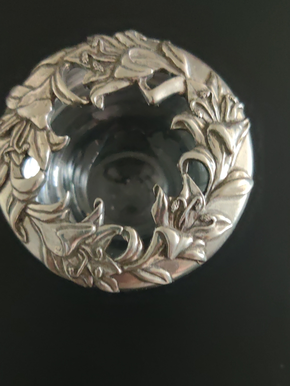 SEAGULL PEWTER Daffodil Potpourri Glass Dish/Jar 1987....